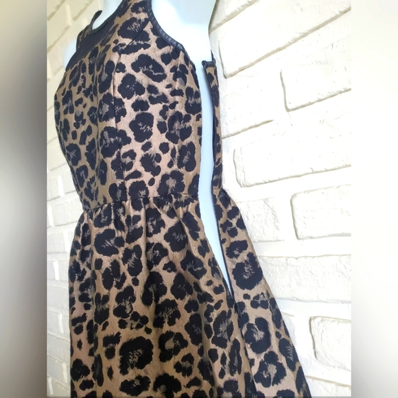 Kensie Leopard Animal Print Jacquard Fit & Flare Cocktail Dress Size XS Black - Picture 6 of 11